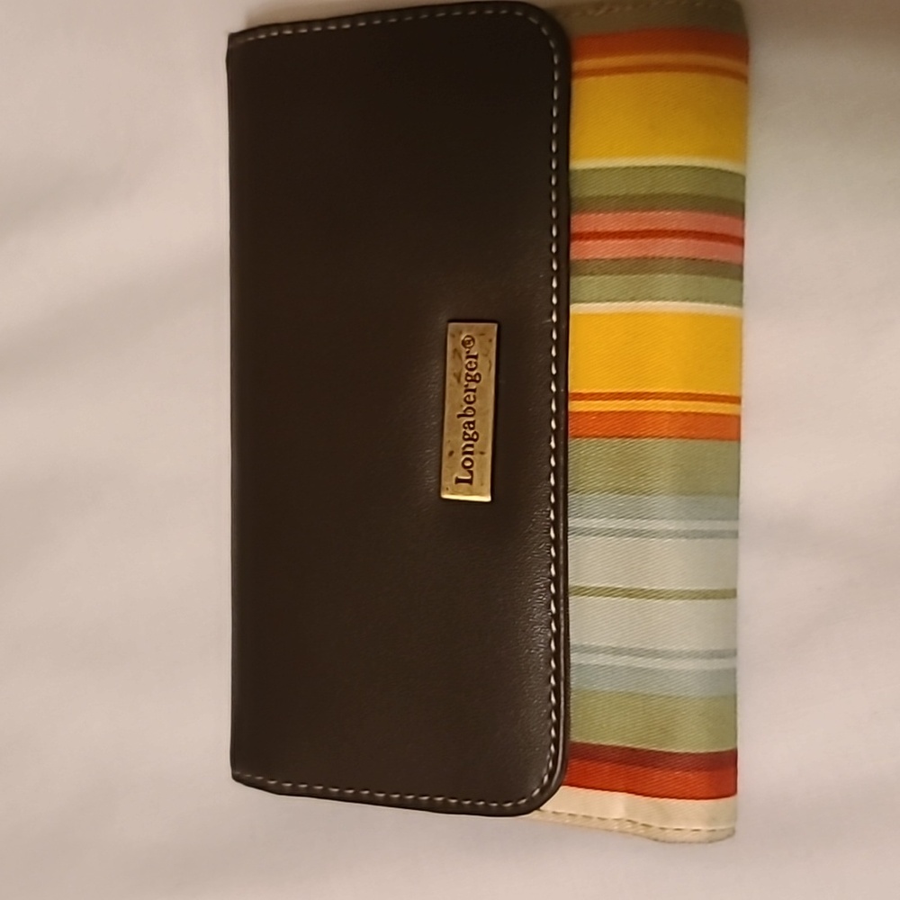 Stripe  Leather Fabric Longaberger  Wallet